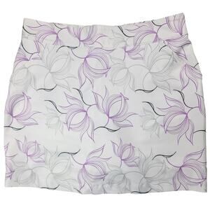 Tommy Armour Dri-Logic Purple Lotus Patterned‎ White Mini Golf Skort- Size 6